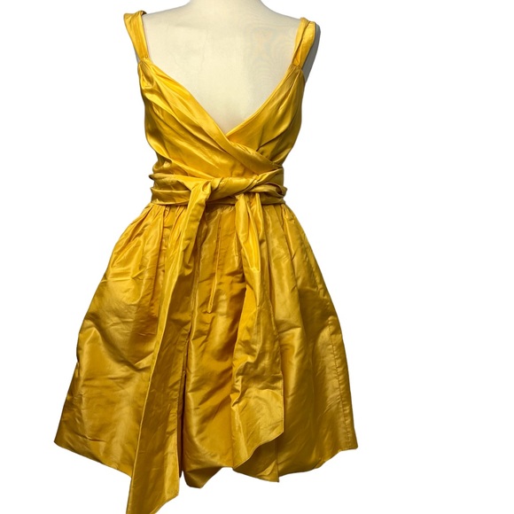 Diane Von Furstenberg Dresses & Skirts - Diane Von Furstenberg Taffeta Silk Yellow Wrap Dress Small
